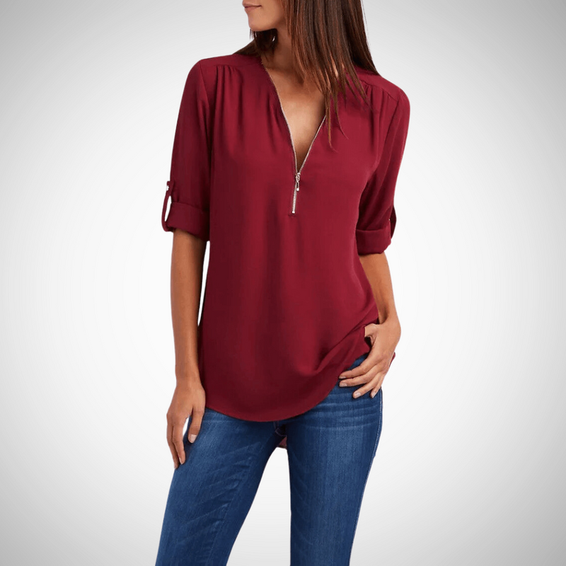 Aliah V-Neck Zip Blouse