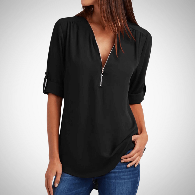 Aliah V-Neck Zip Blouse