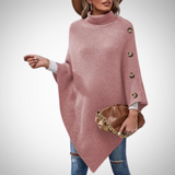 Isabella Button-Detail Knit Poncho