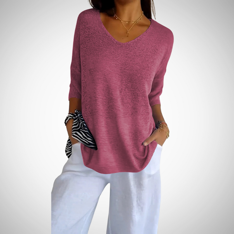 Margaux Knitted V-Neck Top