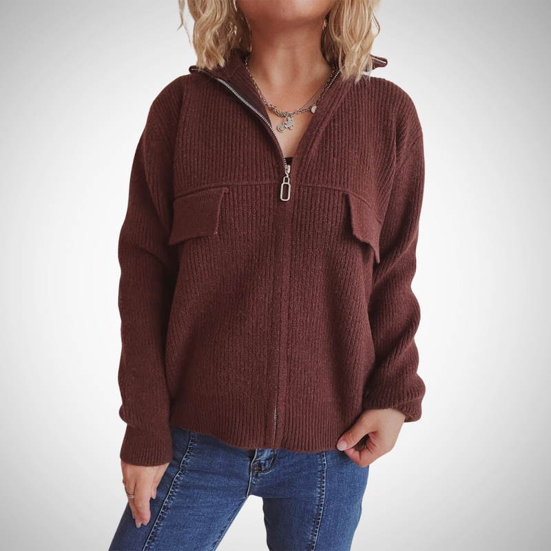 Monica Zippered Cardigan Sweater