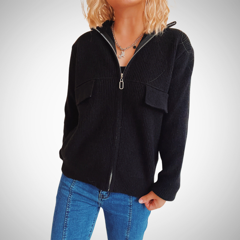 Monica Zippered Cardigan Sweater