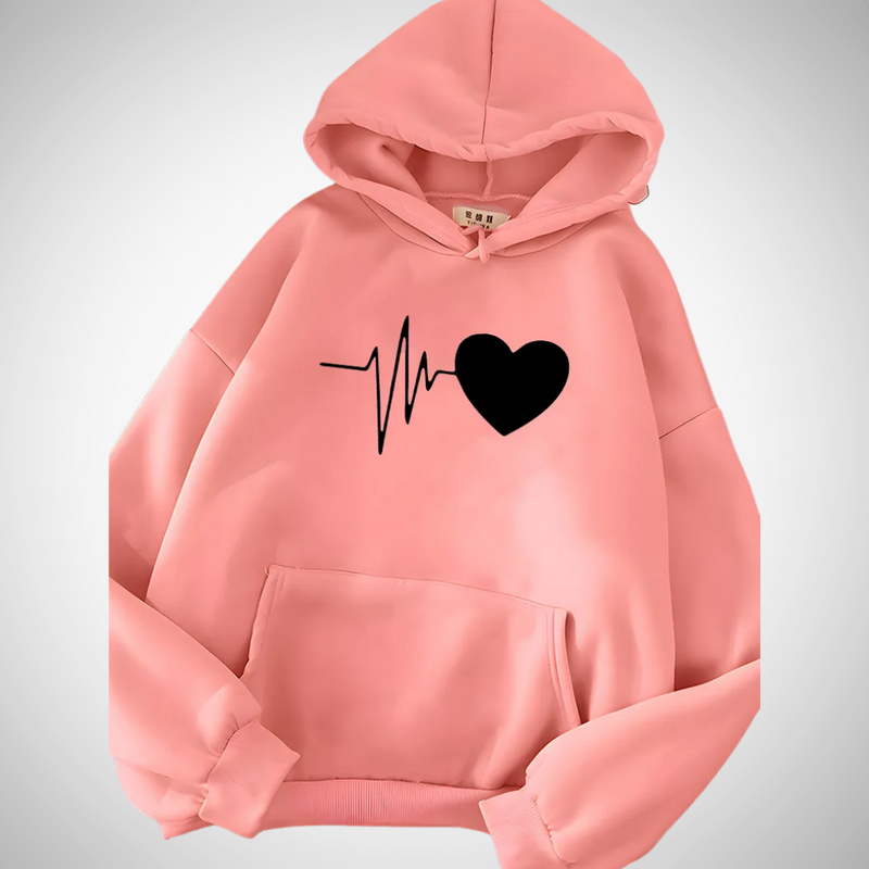 Lyza Heart Print Hoodie