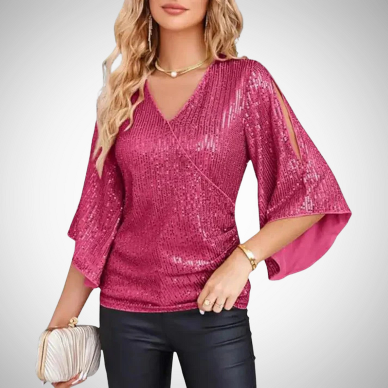 Denise Glitter V-Neck Top