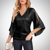 Denise Glitter V-Neck Top