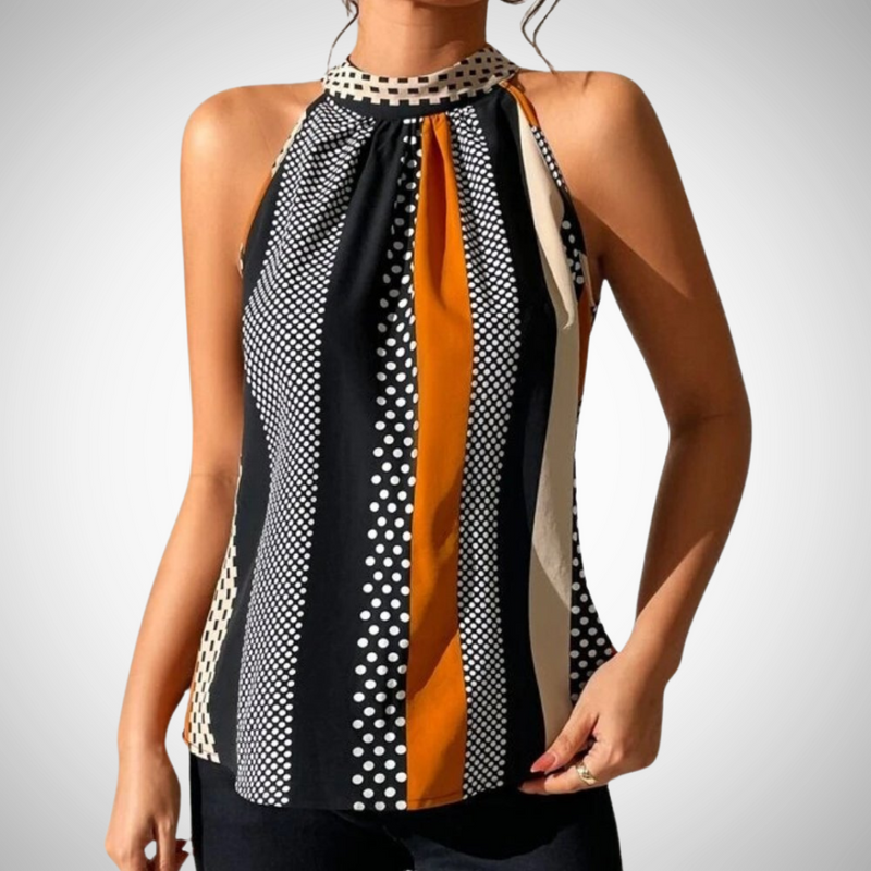 Fabiola Patterned Halter Neck Top