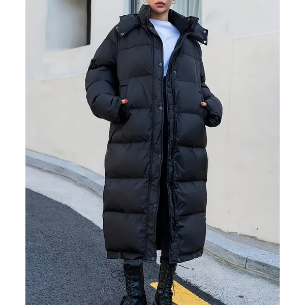 Simone Black Long Quilted  Women's Puffer jacket