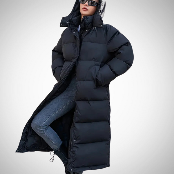 Simone Black Long Quilted  Women's Puffer jacket